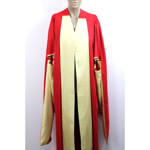 Vintage J. Wippell & Co Red & Gold Graduation Academic Robe Gown 52" England - Picture 1 of 12